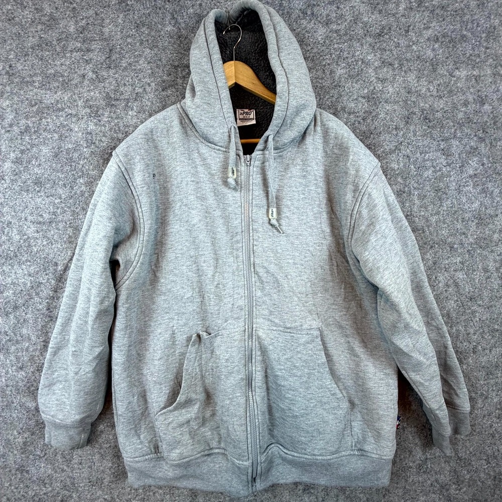 Vintage 21 Pro USA Sportswear Hoodie Mens XL Gray Fleece Long Sleeve Full Zip